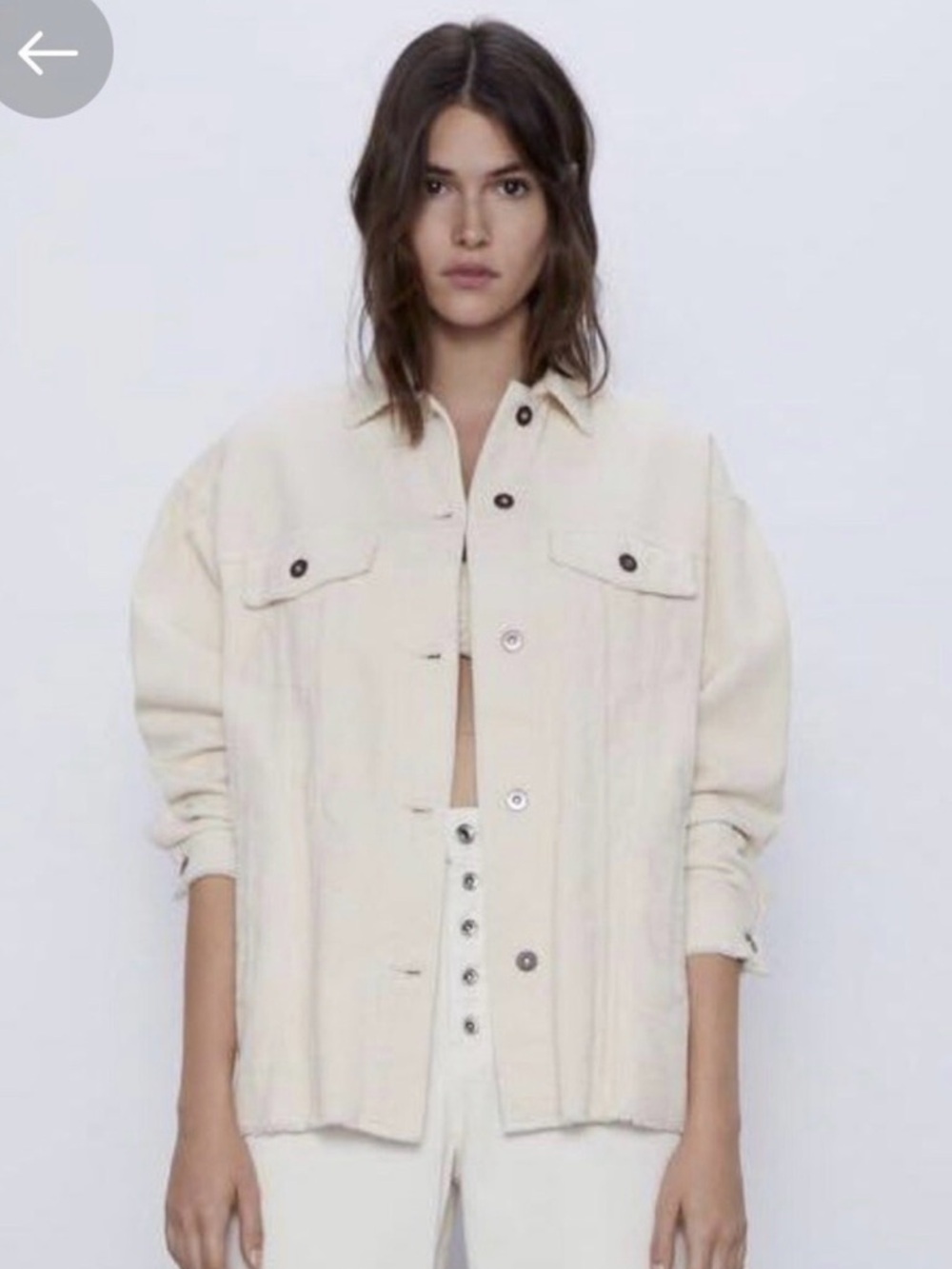 BNWT Zara Ivory Corduroy Button Up Oversized Jacket XS
